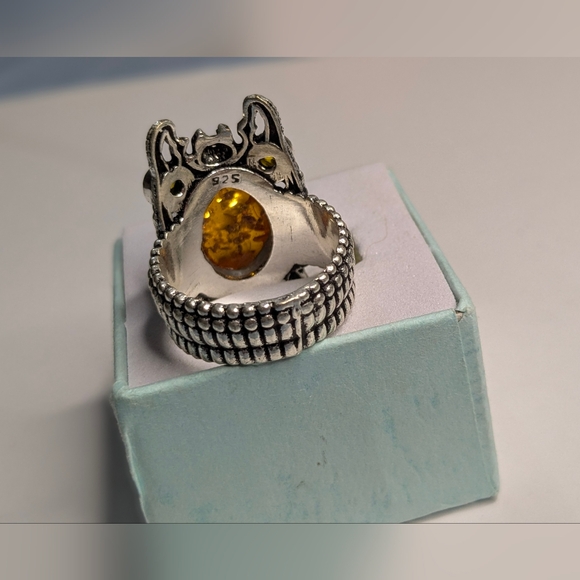 Handcrafted Boho Amber Beetle Statement Ring (8) - Picture 4 of 14